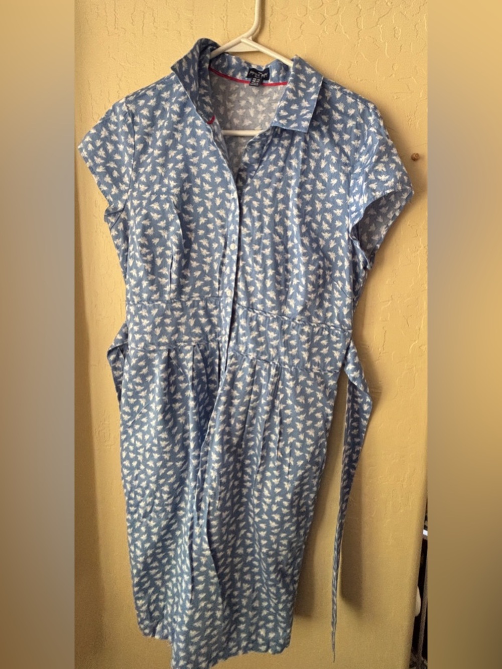 Saville Row Company Bumblee Print Blue Cotton Summer Dress Women’s Sz 12 - Picture 3 of 13